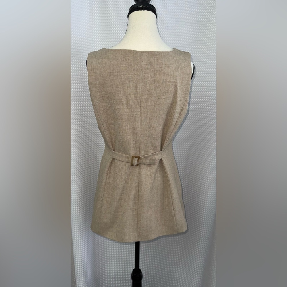 Rachel Zoe Tailored Vest Beige Square Neck Button Front Sleeveless Size 8 - Picture 11 of 12